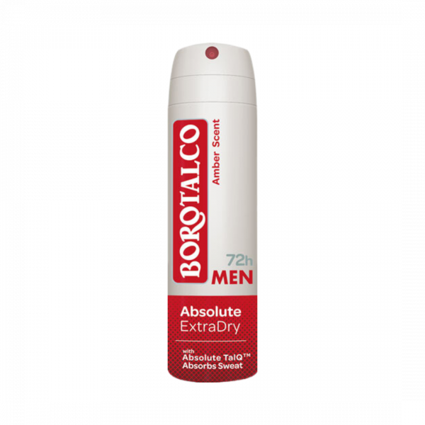 Borotalco MEN Absolute Extra Dry Amber, 72h Deo Spray, mit Absolute TalQ, 150 Milliliter